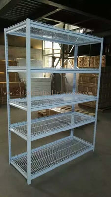 Beli 5 Multi Level White Light Duty Shelving Slotted - Angle Rack In Wire Mesh Deck pembuatan online