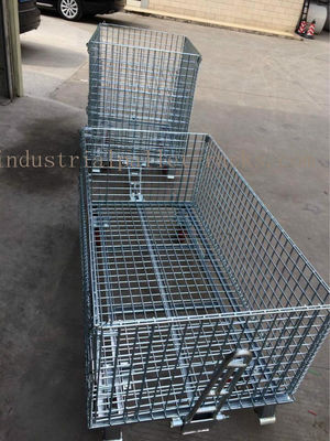 Beli Customized Galvanized Collapsible Wire Cage Conveyable Dengan Kastor 6mm Tebal pembuatan online