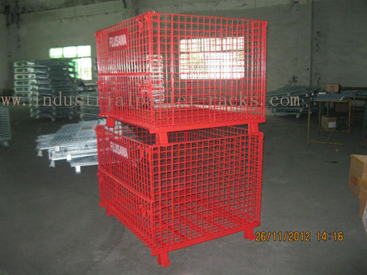 Beli Epoxy Powder Coating Painting Red Wire Mesh Container Bobot Berat 2000lbs Loaded pembuatan online