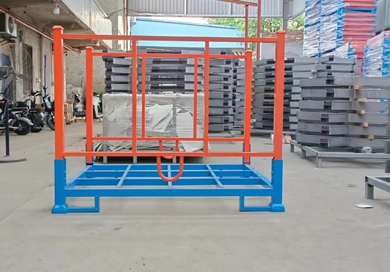 Heavy Duty lipat pallet kandang di Gudang Menyimpan ruang biru dan oranye