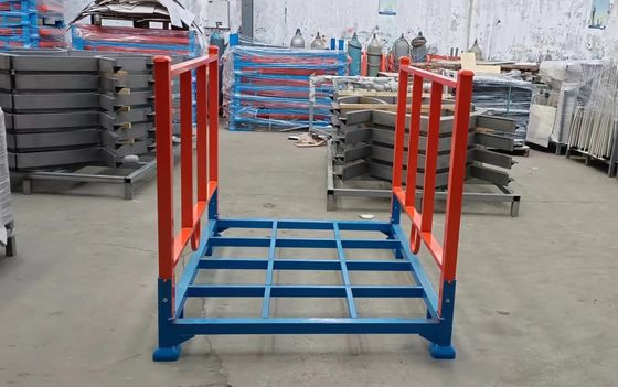 Heavy Duty lipat pallet kandang di Gudang Menyimpan ruang biru dan oranye