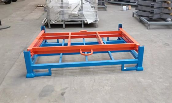 Heavy Duty lipat pallet kandang di Gudang Menyimpan ruang biru dan oranye