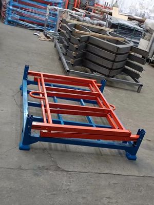Heavy Duty lipat pallet kandang di Gudang Menyimpan ruang biru dan oranye