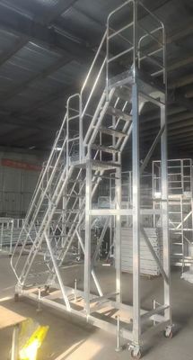 4m Tinggi Lampu Aluminium Tangga di Dua Tingkat Mudah Dipindahkan untuk penggunaan Rak Rak Gudang