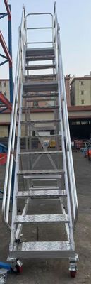 4m Tinggi Lampu Aluminium Tangga di Dua Tingkat Mudah Dipindahkan untuk penggunaan Rak Rak Gudang